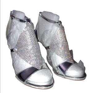Marcorepublic Silver High Heels Bedazzled Special Occasion S7 Shoes Brand New